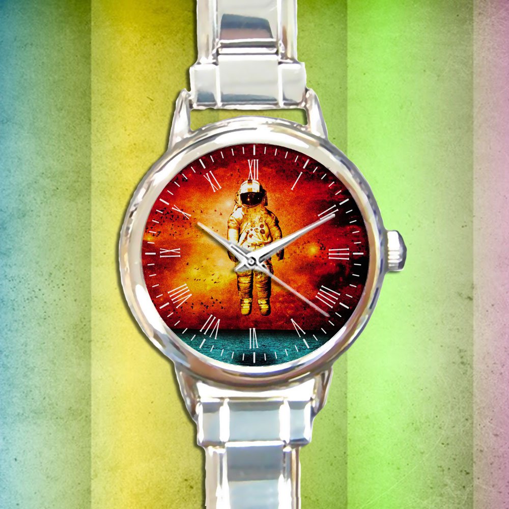 cute Spaceman Brand New Cover Deja Entendu round charm watches stainless steel