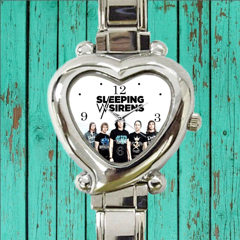 cute sleeping with sirens logo album heart charm watches stainless steel