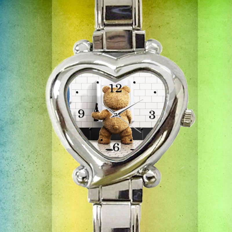 cute Funny Ted Stoner Bear Movie heart charm watches stainless steel