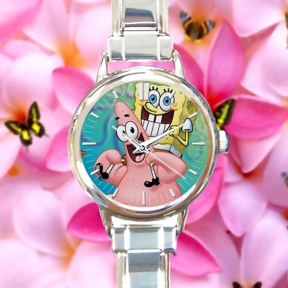 cute Spongebob patrick quote best friend forever BFF round charm watches stainless steel
