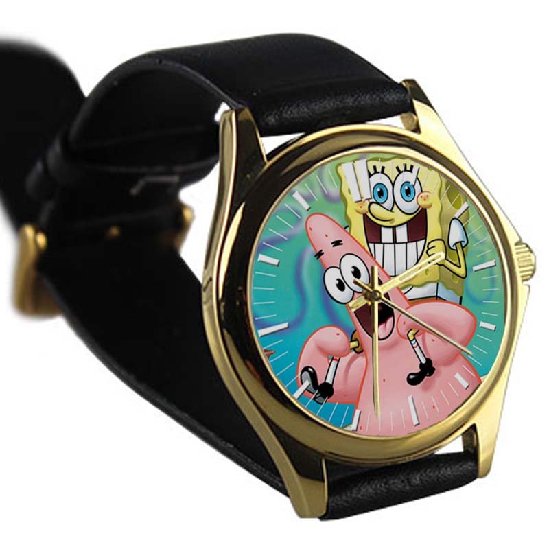 cool Spongebob patrick quote best friend forever BFF leather gold Wristwatches
