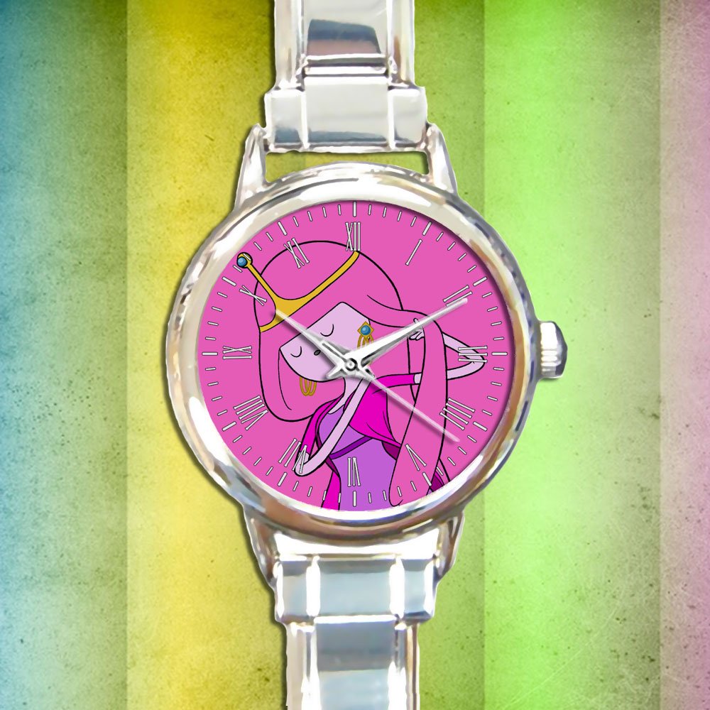 cute adventure time princess bubblegum round charm watches stainless steel