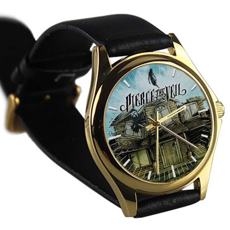 cool pierce the veil Vic mike Fuentes leather gold Wristwatches