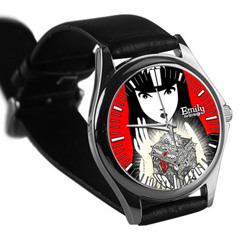 cool Emily the Strange TAILLENband leather silver Wristwatches
