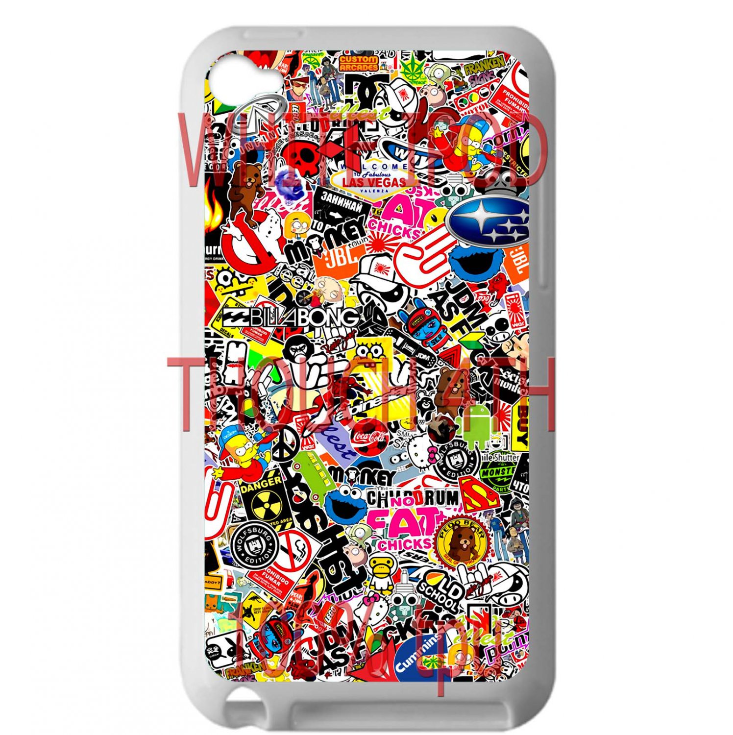 sticker bomb racing ghostbusters subaru fit for ipod touch 4 white case cover