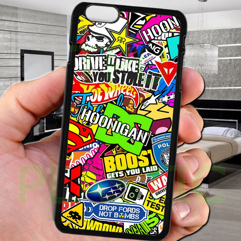 sticker bomb racing hoonigan subaru fit for iphone 6 plus 5.5" black case cover