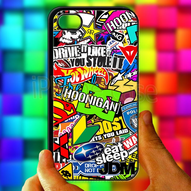 Eat Sleep JDM sticker bomb hoonigan subaru fit for iphone 5C black case cover