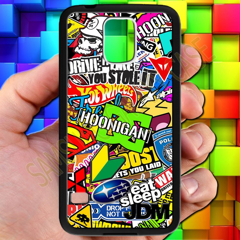 Eat Sleep JDM sticker bomb hoonigan subaru fit for samsung galaxy S5 S 5 S V black case cover