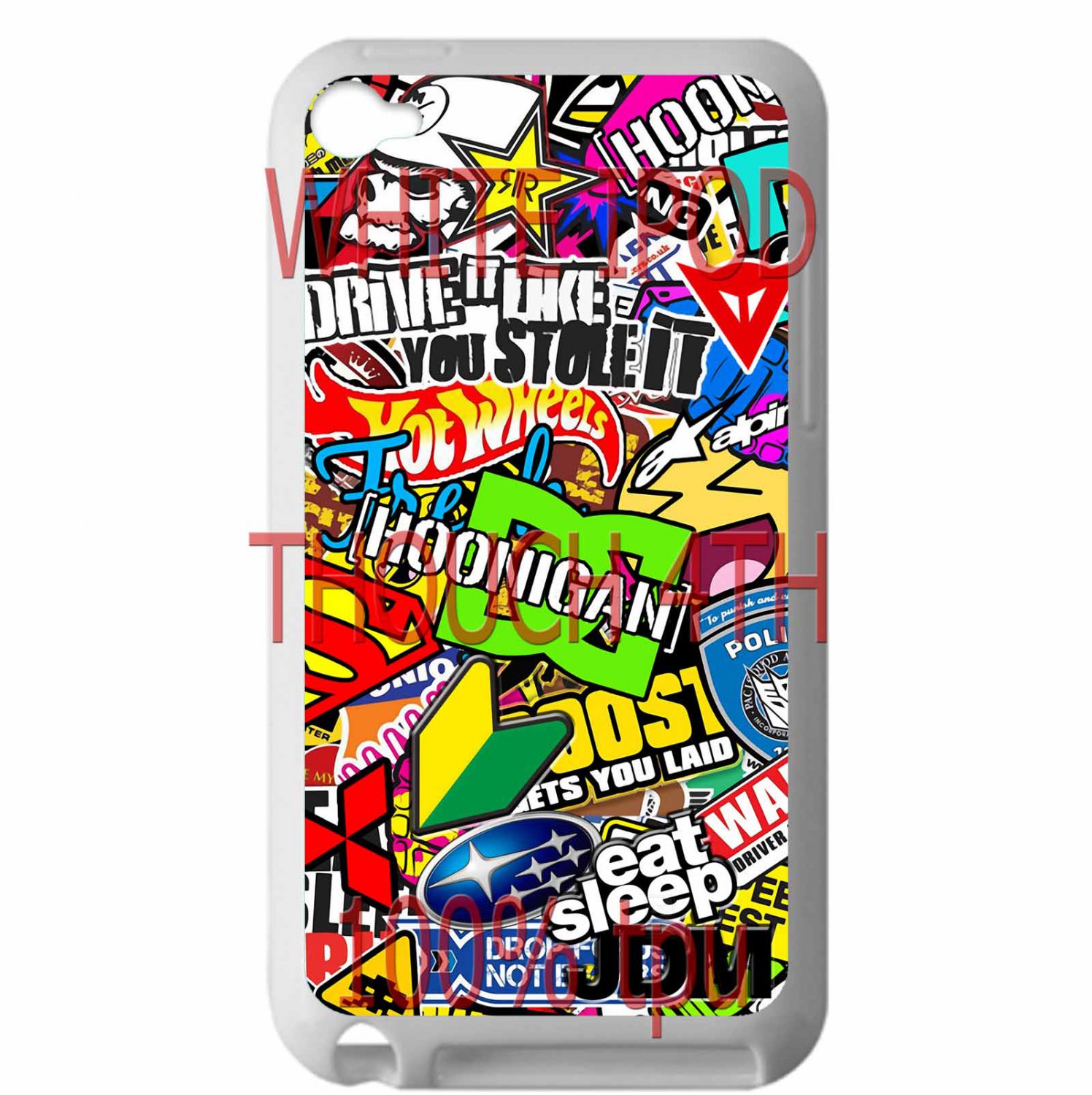 Eat Sleep JDM sticker bomb hoonigan subaru fit for ipod touch 4 white case cover