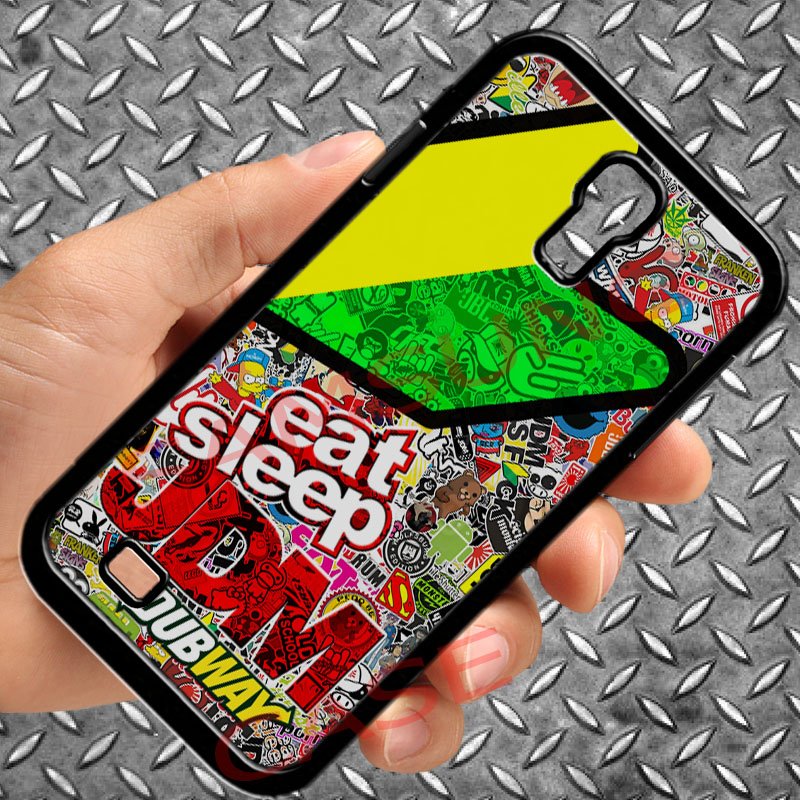 Eat Sleep JDM sticker bomb motocross dubway fit for samsung galaxy S4 S 4 S IV black case cover