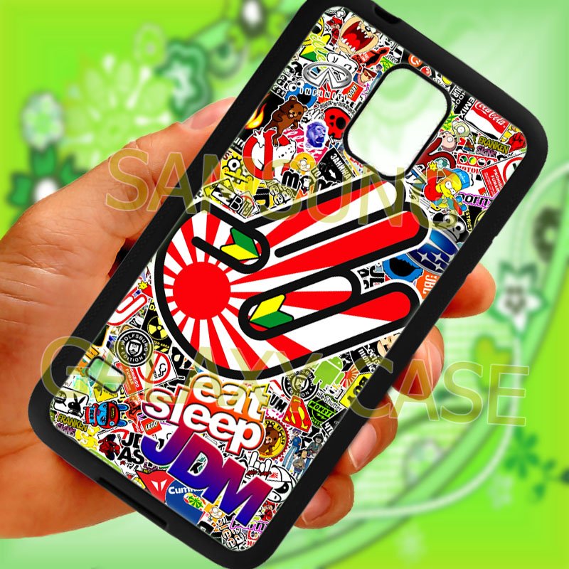 Eat Sleep JDM sticker bomb hand racing fit for samsung galaxy note 4 black case cover