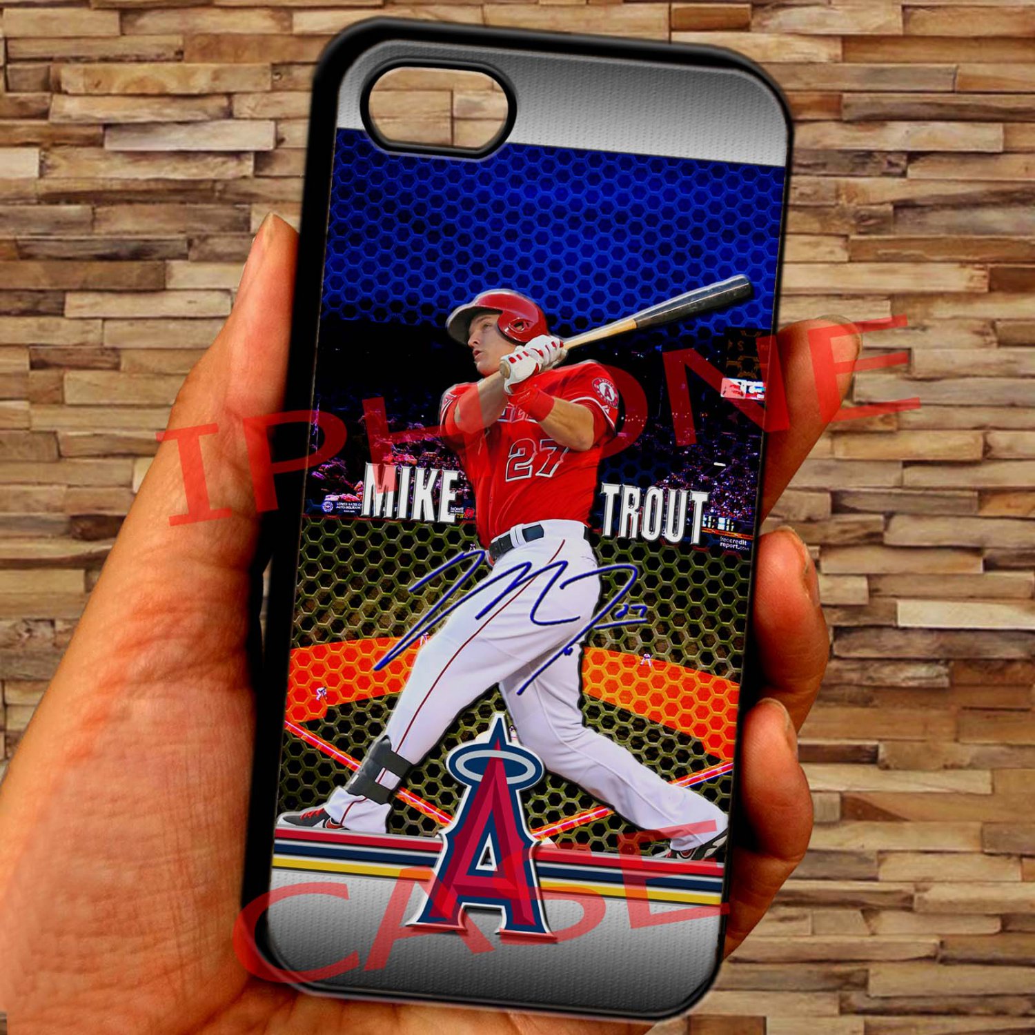 Mike Trout Baseball Jersey Los Angeles Angels fit for iphone 6s plus black case cover
