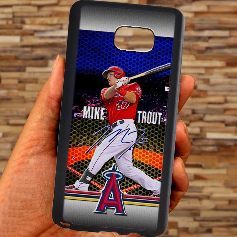 Mike Trout Baseball Jersey Los Angeles Angels fit for samsung galaxy S6 S 6 edge+ black case cover