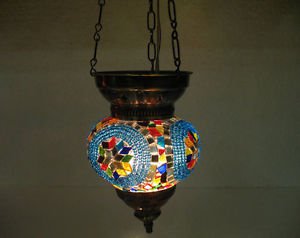Moroccan lantern mosaic hanging lamp glass chandelier light lampe mosaiqe hng 73