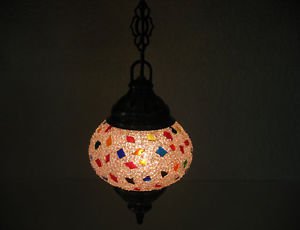 Electrical mosaic hanging lamp glass lantern candle holder lampe mosaique hg 93