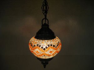 Electrical orange mosaic hanging lamp glass candle holder lampe mosaique hg 99