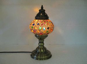 Orange mosaic glass table lamp tischlampe moroccan lantern lampe mosaique 50