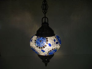Electrical blue mosaic hanging lamp glass candle holder lampe mosaique hg 98