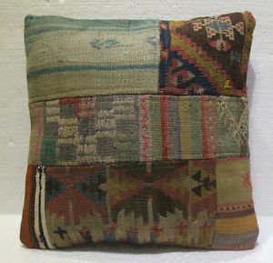 Antique Decorative Couch Throw Pillow Turkish Kilim Rustic Cushion 18'' (9)