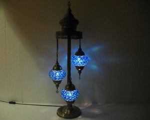 Blue moroccan floor lamp mosaic light lampe mosaique glass candle holder 002