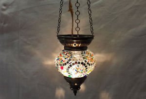 Moroccan lantern mosaic hanging lamp glass chandelier light lampen candle n 009