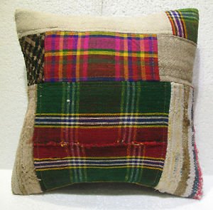 Patchwork nomadic Turkish handmade cecim kilim pillow cushion 18'' (133)