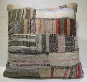 Antique Patchwork Couch Throw Pillow Turkish Kilim Rustic Cushion 26.8'' (ks 97)