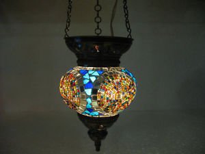 Moroccan lantern mosaic hanging lamp glass chandelier light lampe mosaiqe m 033