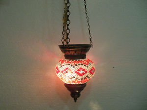 Moroccan lantern mosaic hanging lamp glass chandelier light lampen candle h 072