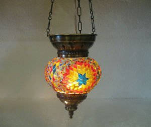Moroccan lantern mosaic hanging lamp glass chandelier light lampe mosaiqe hng 02