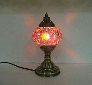 Red yellow mosaic glass table lamp tischlampe moroccan lantern lampe mosaique 1
