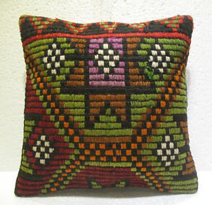 Embroidery Turkish handmade cecim kilim pillow cushion 15.2'' x 15.2'' (114 )