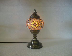 Yellow mosaic glass table lamp tischlampe moroccan lantern lampe mosaique m 21