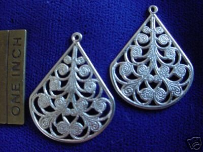 12 PC Vintage 1940 Tool Filigree Lg Scroll Antique Silver Earring-Bead Findings Lot 2-1