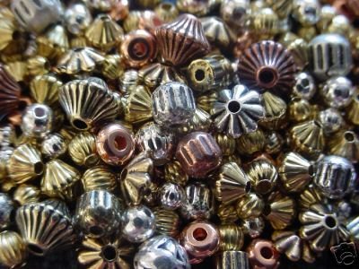 600 MIX BEADS LOT Silver-Gold-Copper-Brass Vintage-Antique-Bali Style Spacers