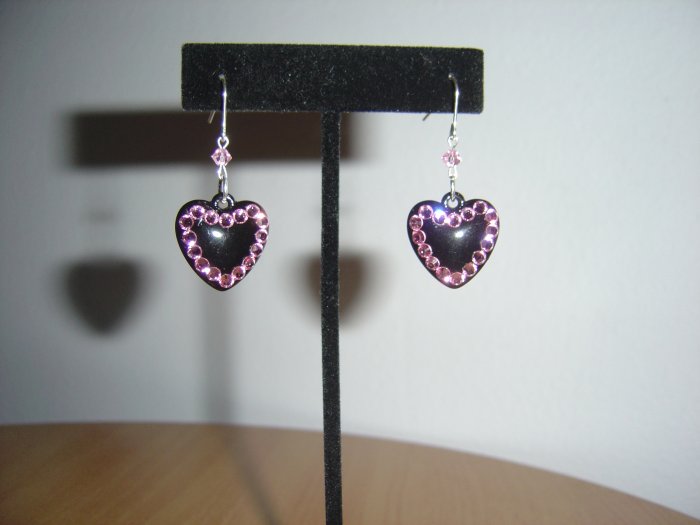 HANDMADE SWAROVSKI PINK CRYSTAL LUCITE EARRINGS