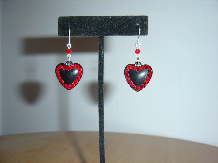 HANDMADE SWAROVSKI RED CRYSTAL LUCITE EARRINGS