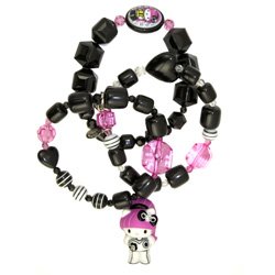 BRAND NEW TARINA TARANTINO PINK HEAD MOD MASCOT TRIPLE-STRAND BRACELET **FREE US SHIPPING**