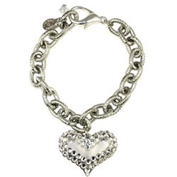 BRAND NEW TARINA TARANTINO CRYSTAL AND LUCITE HEART CHARM BRACELET **FREE US SHIPPING**