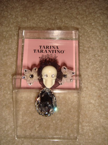 BRAND NEW TARINA TARANTINO SKULL HAIRCLIP WITH LARGE CRYSTAL DROP **FREE US SHIPPING**