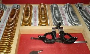 225 Aluminum Rim Trial Lens Set + Wooden Case + Trial Frame