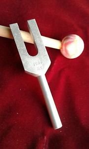 Crystal Tuning Fork 4096 with Wooden Mallet Large Handle Velvet Pouch Healing