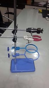 9 Pc Lab Set 8 x 5 Support Stand(22mm) 2 Retort Rings 3 Finger Clamp 3 Boss Head
