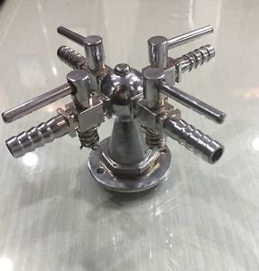 Gas Tap Laboratory 4 Way Outlet 90 Degree Bench Fitting Complete Chrome Plated