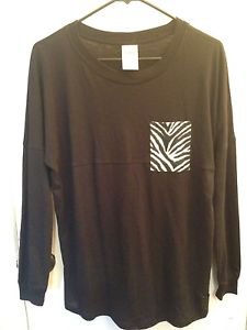 NWOT Victoria's Secret PINK Long Sleeve Shirt Black Size XS