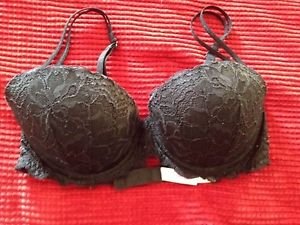 Victoria's Secret PINK Push Up Black Lace Bra 34C