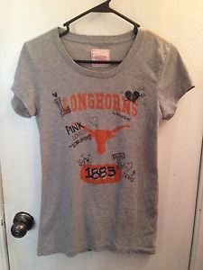 Victoria's Secret PINK Longhorns T-shirt Size L ~ Gray~