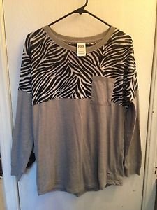 NWOT Victoria's Secret PINK Long Sleeve Shirt Zebra Pattern Size S