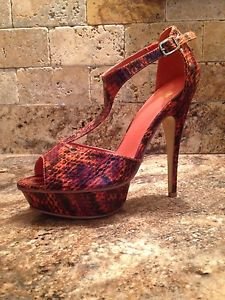 Preowned Colin Stuart Platform Stilettos Heels ~ Snake Pattern ~ Size 9
