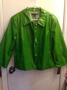 NWT $498 Lafayette 148 New York Green 100% Silk Jacket Size 12